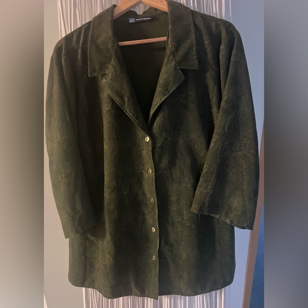 PENNINGTONS Suede like 3/4 sleeve top button up size 3x